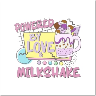 Powered By Love Milkshake Retro 80s 90s Who Loves Milkshakes Couples Design Posters and Art